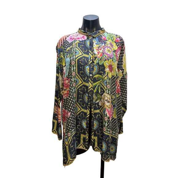 Johnny Was Silk Floral Print Tunic/Blouse - Picture 1 of 8
